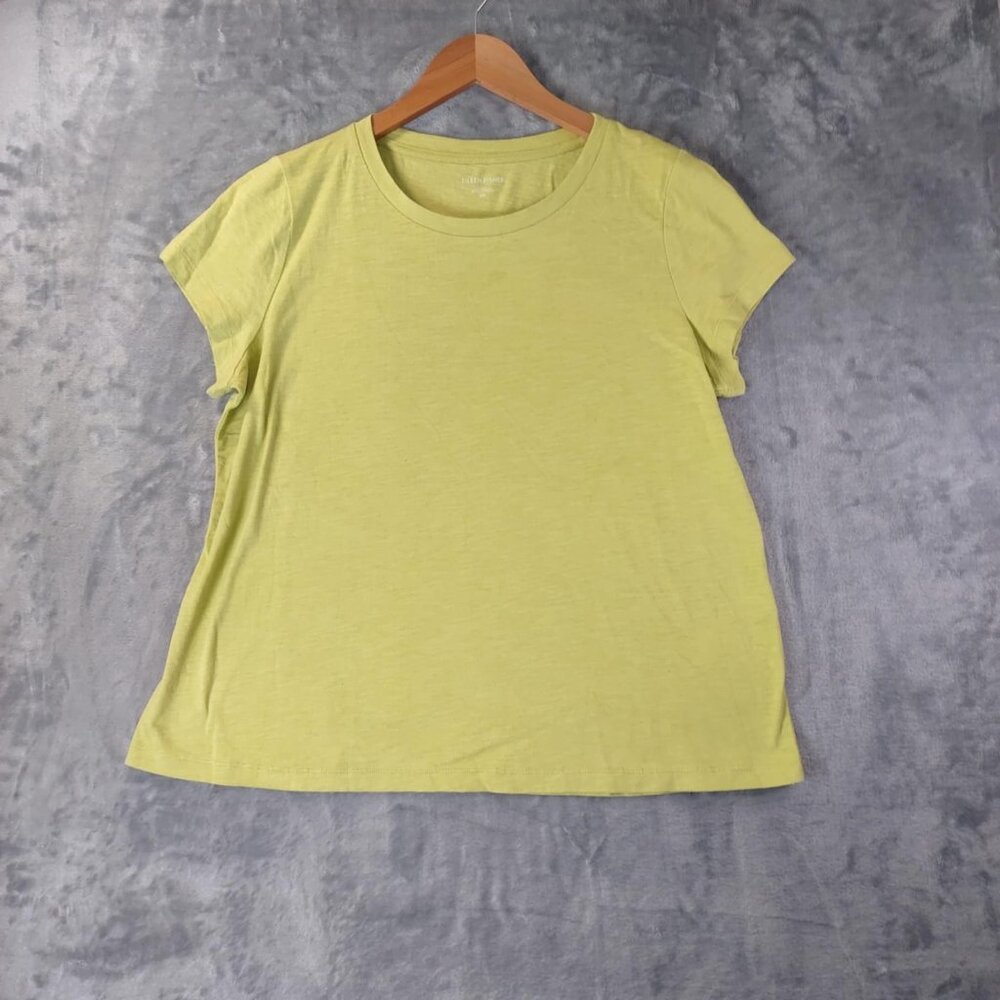 Eileen Fisher Womens S Green Organic Cotton Short Sleeve Tee Layering Basic Top